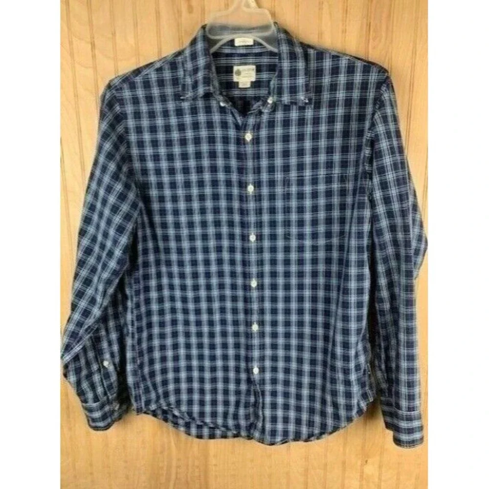 J Crew Size M Mens Shirt Button Down Tailored Fit Blue Striped Long Sleeve